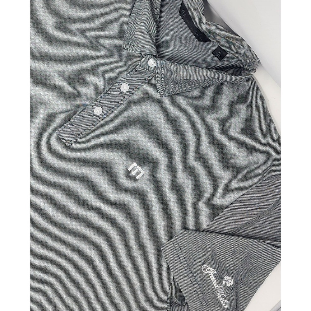 Travis Mathew Short Sleeve Polo Shirt Men's XL Black Heathered Golf Grand Wailea